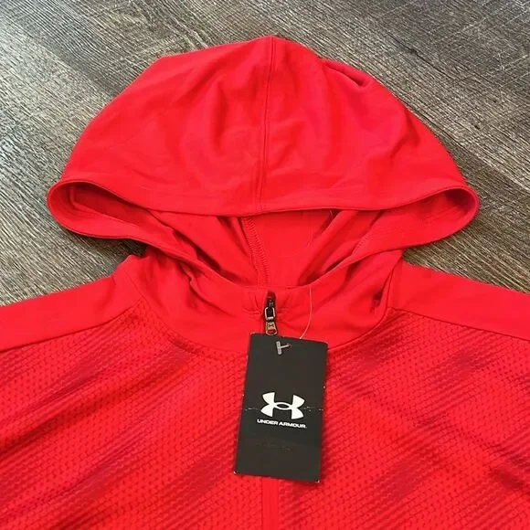 NWT Under Armour Women’s Small Red Loose Fit Hoodie Sweatshirt Athletic Top - Picture 4 of 5